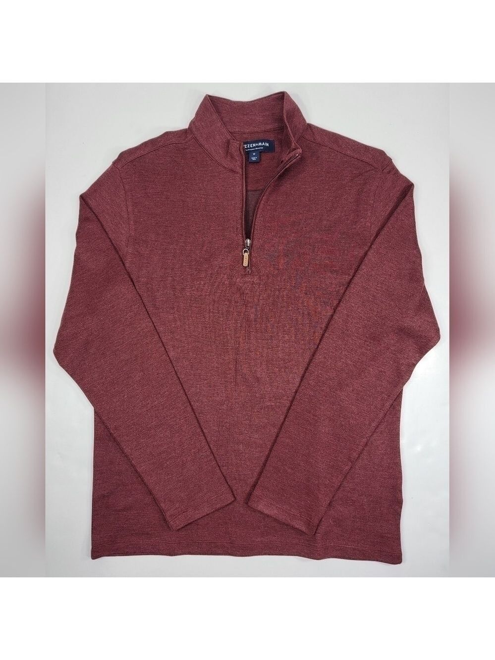 Mizzen+Main Burgundy Red 1/4 Zip Pullover Sweater Men's Size Medium M Stretch